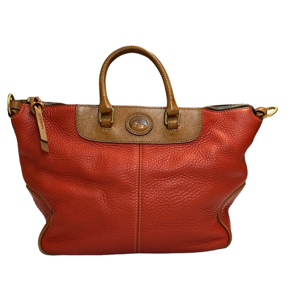 Dooney & Bourke Pebble Grain Red Burnt Orange Vtg Satchel Medium Handbag GUC